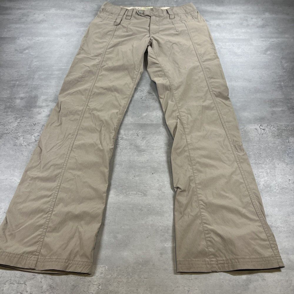 Nylon Cargo Pants Women 2 26x30 Brown Flare LowRise Tech Gorpcore Strap Belted
